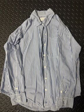 American Eagle Outfitters Blue & White Striped Button-Up Shirt